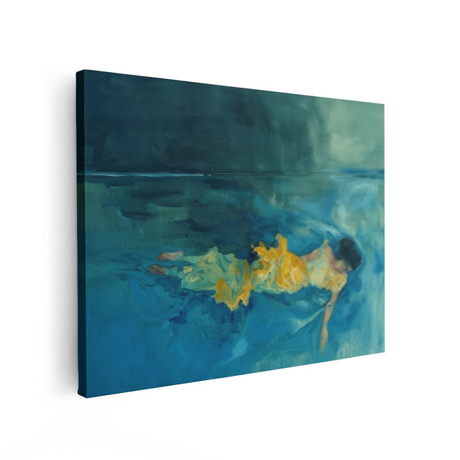 Canvas Schilderij Vooraanzicht Kunstwerk van een Vrouw die in het Water Ligt