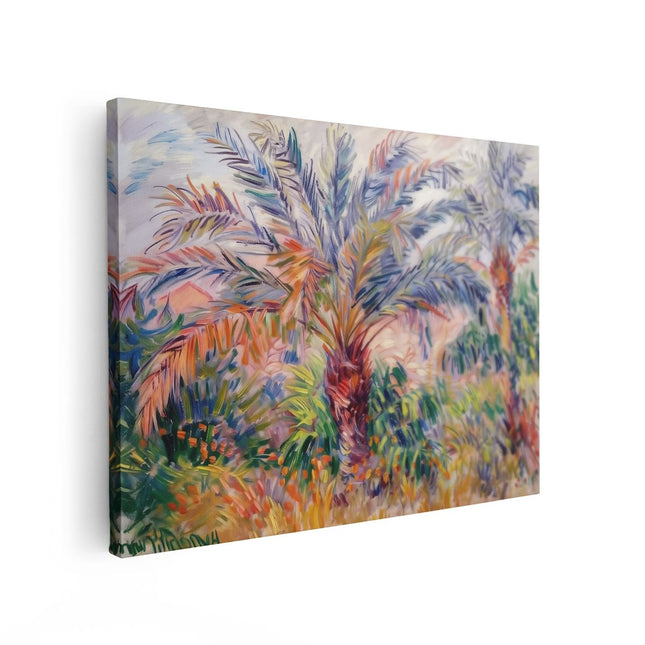 Canvas Schilderij Vooraanzicht Kunstwerk van Palmbomen