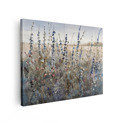 Canvas Schilderij Vooraanzicht Kunstwerk van Wilde Bloemen in een Veld