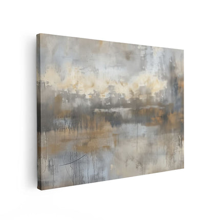 Canvas Schilderij Vooraanzicht Abstract Kunstwerk in Beige en Grijs