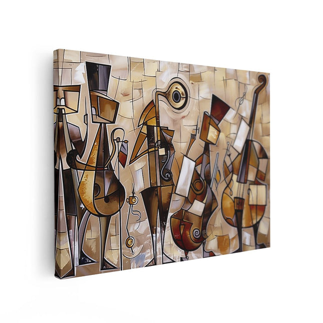 Canvas Schilderij Vooraanzicht Kunstwerk van een Groep Muzikanten