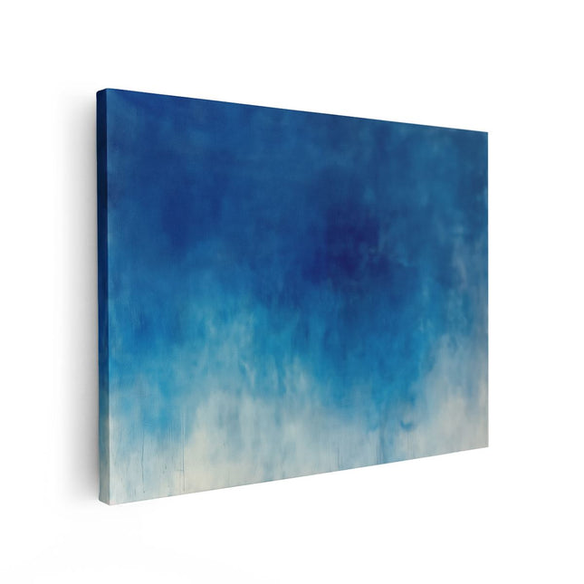 Canvas Schilderij Vooraanzicht Abstract Kunstwerk van Blauw en Wit