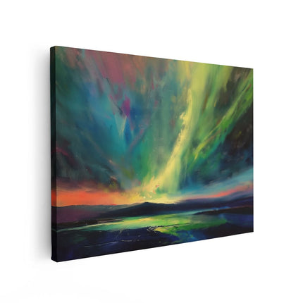 Canvas Schilderij Vooraanzicht Aurora Boorde Zich boven een Meer