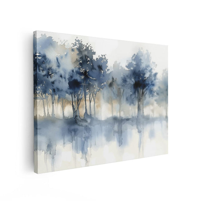 Canvas Schilderij Vooraanzicht Aquarelkunstwerk van Bomen