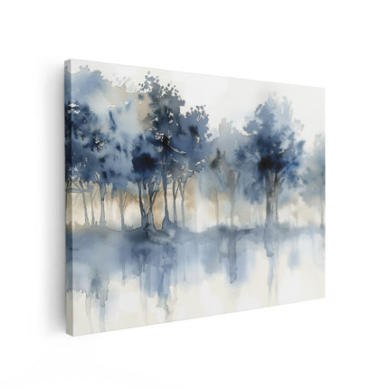 Canvas Schilderij Vooraanzicht Aquarelkunstwerk van Bomen