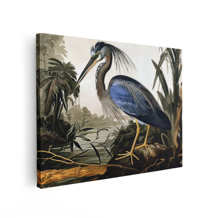 Canvas Schilderij Vooraanzicht Vogel Staat op een Tak