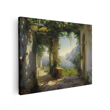 Canvas Schilderij Vooraanzicht Boog die naar het Water Leidt
