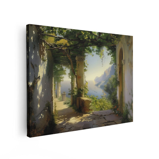 Canvas Schilderij Vooraanzicht Boog die naar het Water Leidt