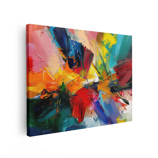Canvas Schilderij Vooraanzicht Abstract Kunstwerk met Heldere Kleuren