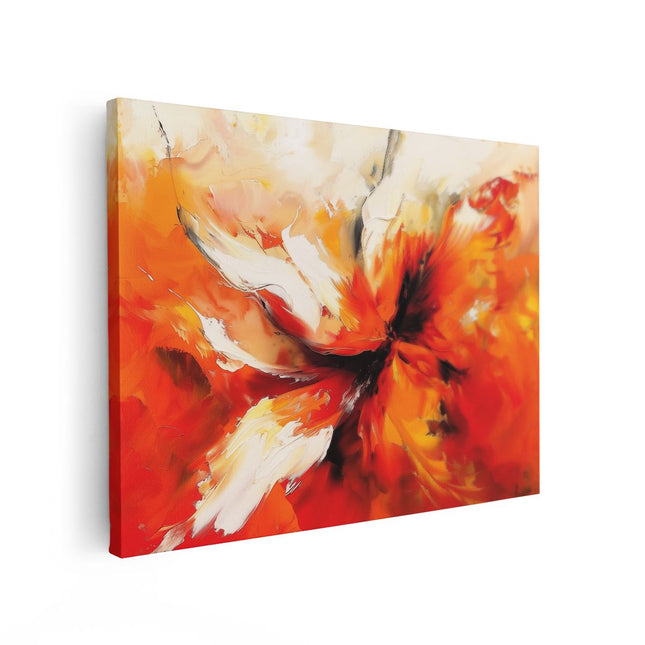 Canvas Schilderij Vooraanzicht Abstract Kunstwerk van een Oranje Bloem