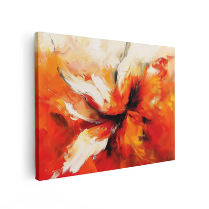 Canvas Schilderij Vooraanzicht Abstract Kunstwerk van een Oranje Bloem