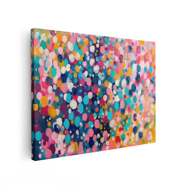 Canvas Schilderij Vooraanzicht Abstract Kunstwerk van Kleurrijke Stippen