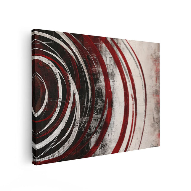 Canvas Schilderij Vooraanzicht Abstract Kunstwerk met Rode en Witte Wervelingen