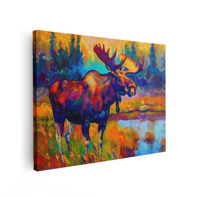 Canvas Schilderij Vooraanzicht Kleurrijk Kunstwerk van een Eland