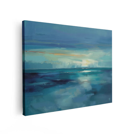 Canvas Schilderij Vooraanzicht Kunstwerk van een Zonsondergang boven de Oceaan