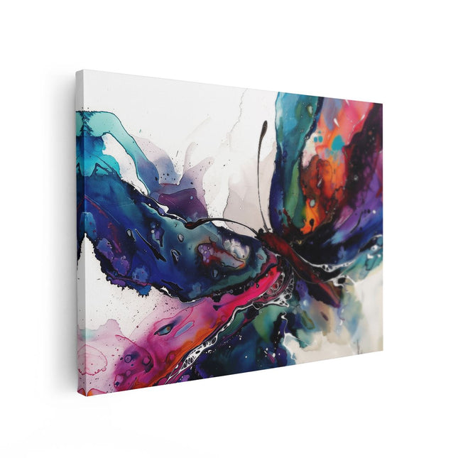 Canvas Schilderij Vooraanzicht Aquarelkunstwerk van een Vlinder