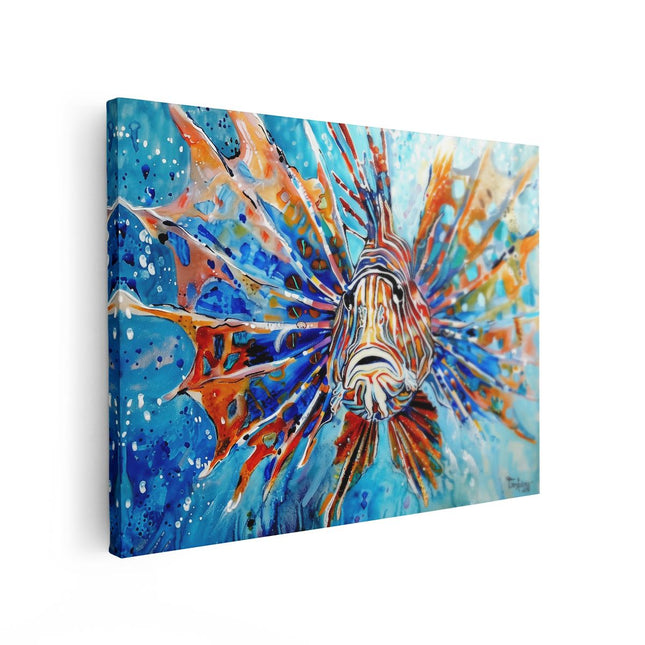 Canvas Schilderij Vooraanzicht Lionfish Kunstwerk