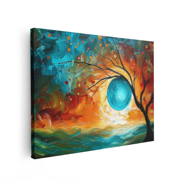 Canvas Schilderij Vooraanzicht Abstract Kunstwerk van een Boom