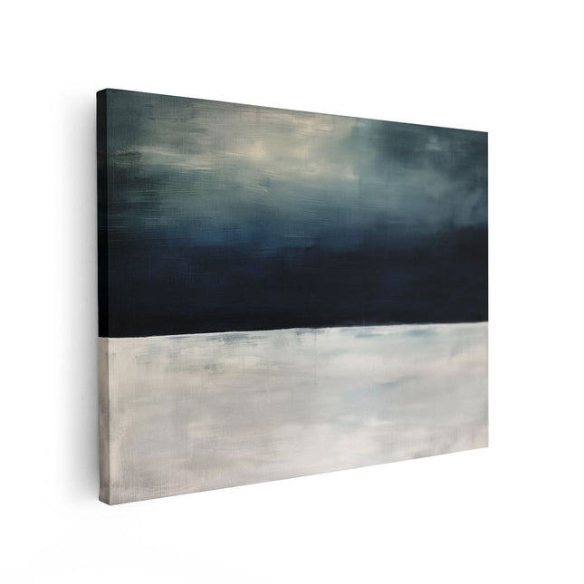 Canvas Schilderij Vooraanzicht Zwart Wit Kunstwerk met een Blauwe Lucht