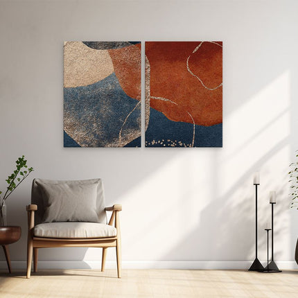 Schilderij tweeluik woonkamer Abstracte Kunst van Cirkels 