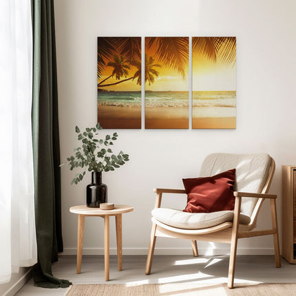 Drieluik schilderij interieur Tropisch Strand Tijdens Zonsondergang 