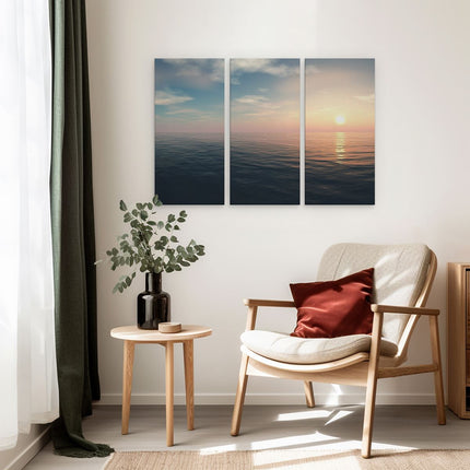 Drieluik schilderij interieur Zee Water Tijdens Zonsondergang