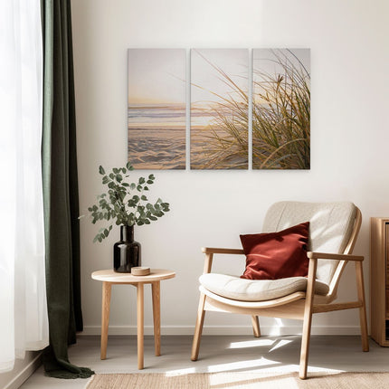 Drieluik schilderij interieur Strand En Duinen Tijdens Zonsondergang