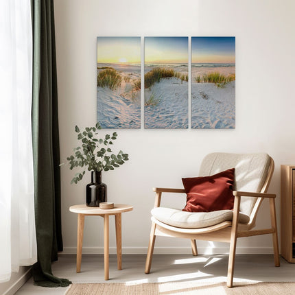 Drieluik schilderij interieur Strand En Duinen Tijdens Zonsondergang