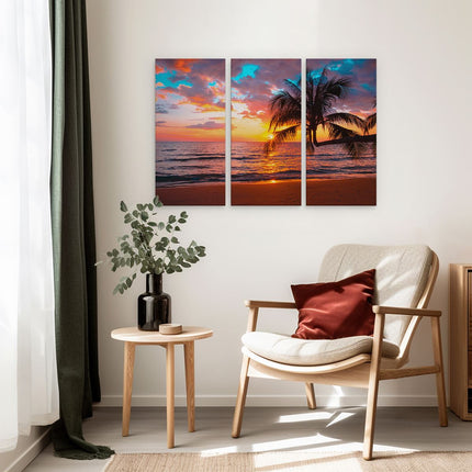 Drieluik schilderij interieur Tropisch Strand Tijdens Zonsondergang