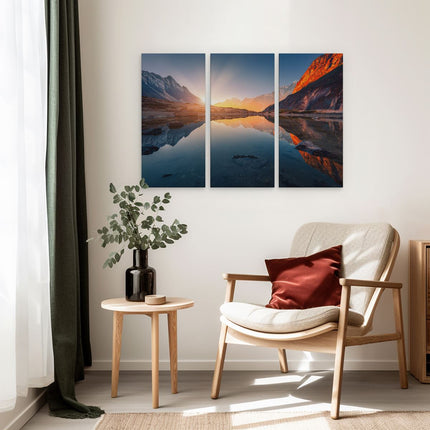 Drieluik schilderij interieur Bergen Landschap Met Zonsopgang