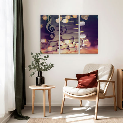 Drieluik schilderij interieur Illustratie Van Muzieknoten - Abstract