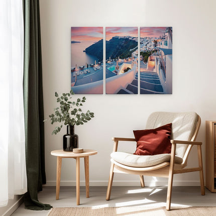 Drieluik schilderij interieur Luxe Huisjes aan de Kust in Fira, Griekenland