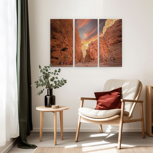 Drieluik schilderij interieur Todghakloof Rivier in Atlas, Marokko