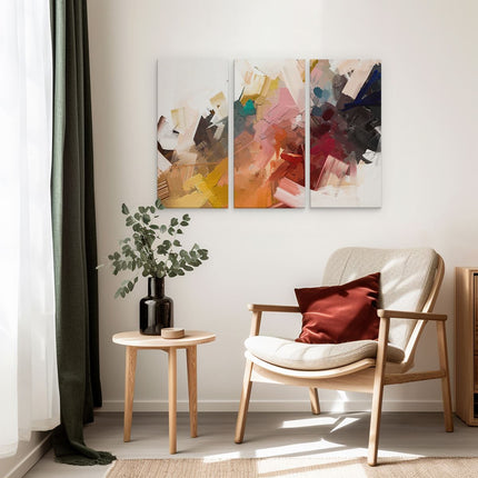 Drieluik schilderij interieur Abstracte Kunst - Kleurrijke Olieverf