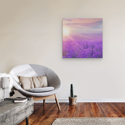 Canvas schilderij kamer Bloemenveld Met Paarse Lavendel 