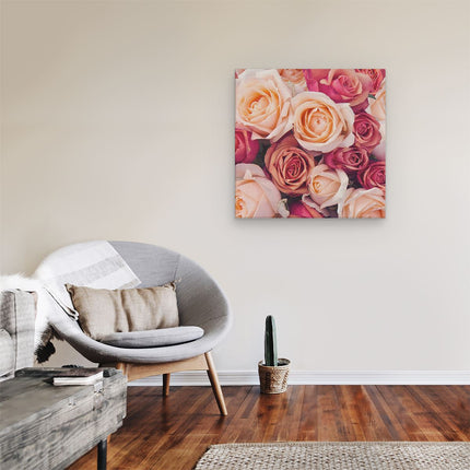 Canvas schilderij kamer Roze Rozen Achtergrond - Bloemen