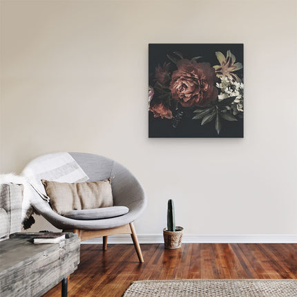 Canvas schilderij kamer Bloemen Op Een Zwart Achtergrond