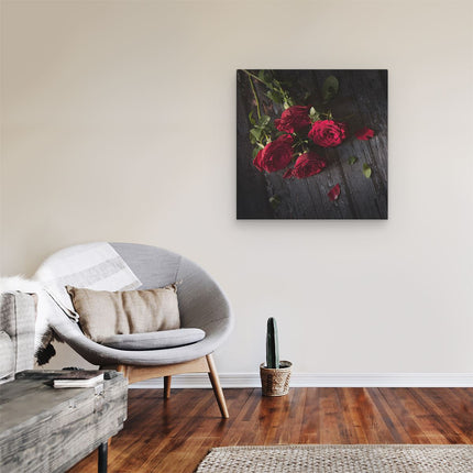 Canvas schilderij kamer Rode Rozen Op De Grond