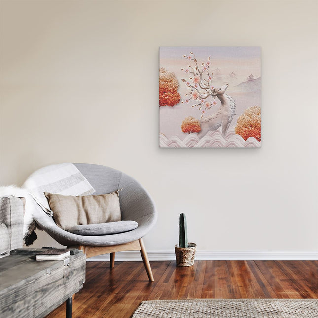 Canvas schilderij kamer 3D Illustratie Hert - Abstract