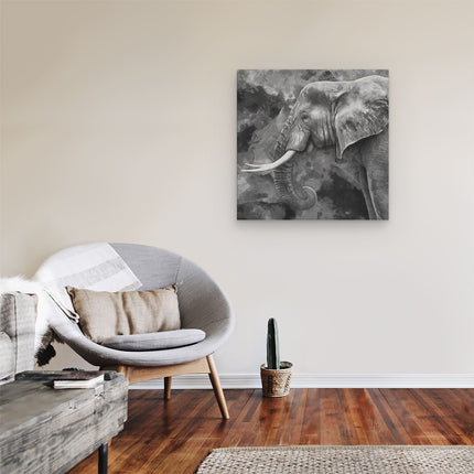 Canvas schilderij kamer Olifant - Abstract - Zwart Wit