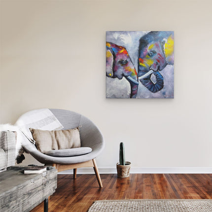 Canvas schilderij kamer Twee Getekende Olifanten - Abstract