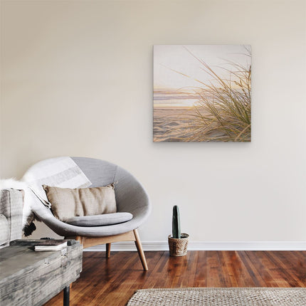 Canvas schilderij kamer Strand En Duinen Tijdens Zonsondergang