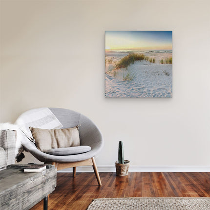 Canvas schilderij kamer Strand En Duinen Tijdens Zonsondergang