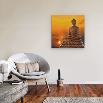 Canvas schilderij kamer Boeddha Standbeeld Bij Zonsondergang