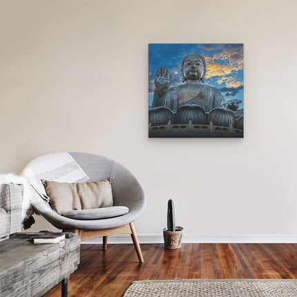 Canvas schilderij kamer Boeddha Beeld Bij Een Tempel