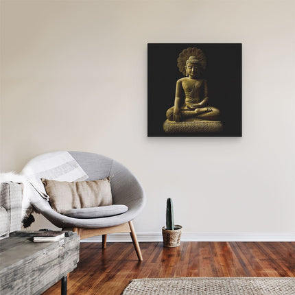 Canvas schilderij kamer Gouden Boeddha Beeld In Meditatie 