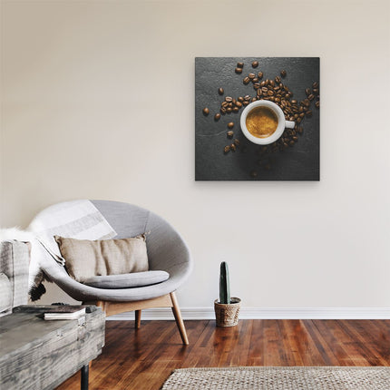 Canvas schilderij kamer Kopje Koffie Met Koffiebonen