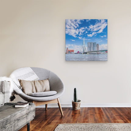 Canvas schilderij kamer Erasmusbrug Aan Het Water In Rotterdam