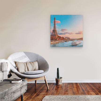 Canvas schilderij kamer Eiffeltoren In Parijs Aan Het Water