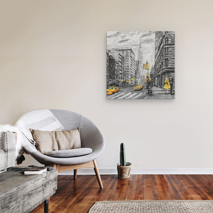 Canvas schilderij kamer Geschilderde New York Tekening - Zwart Wit